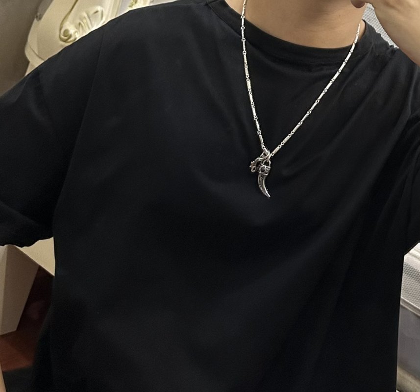 Dior Silver Vintage Crescent Pendant Necklace view