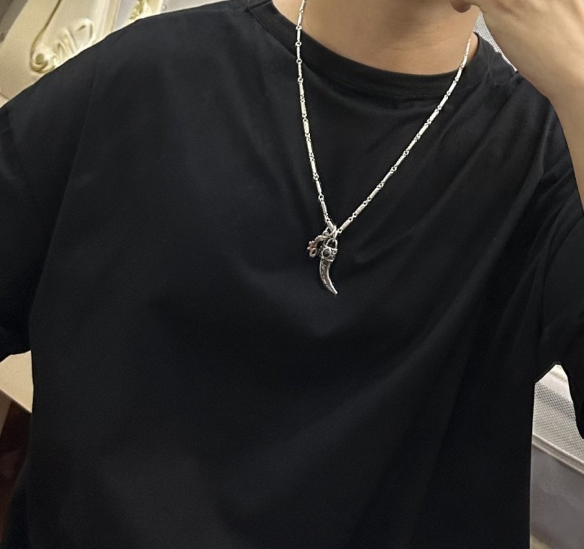 Dior Silver Vintage Crescent Pendant Necklace view