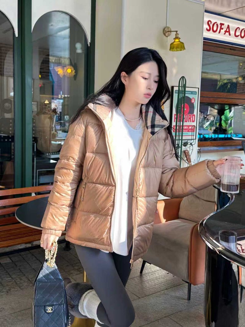 Beige Puffer Down Jacket with Hood view