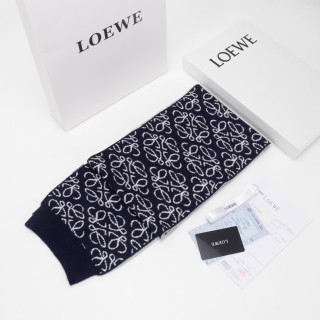 Loewe Anagram Jacquard Wool Scarf Navy