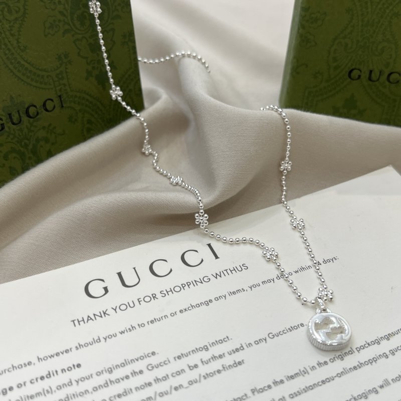Gucci Snowflake Double G Silver Bead Chain Necklace