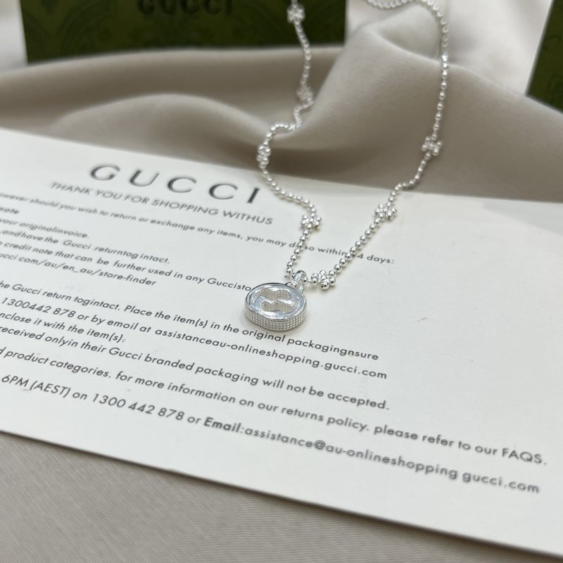 Gucci Snowflake Double G Silver Bead Chain Necklace view