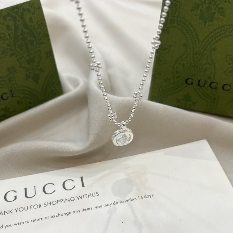Gucci Snowflake Double G Silver Bead Chain Necklace view