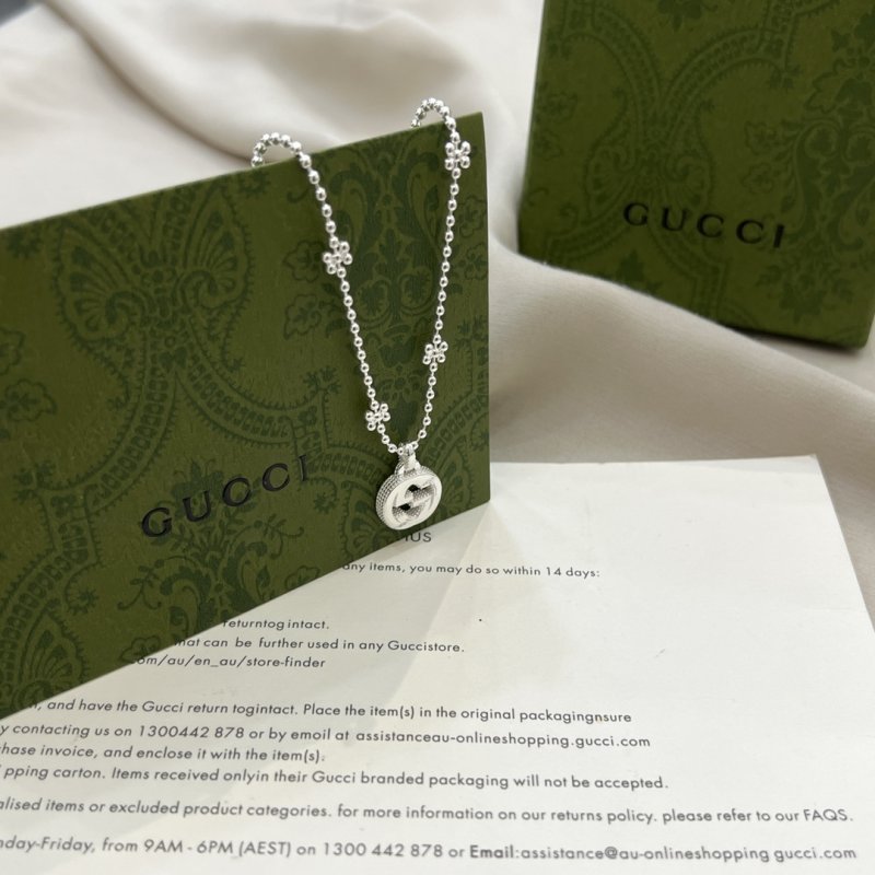 Gucci Snowflake Double G Silver Bead Chain Necklace view
