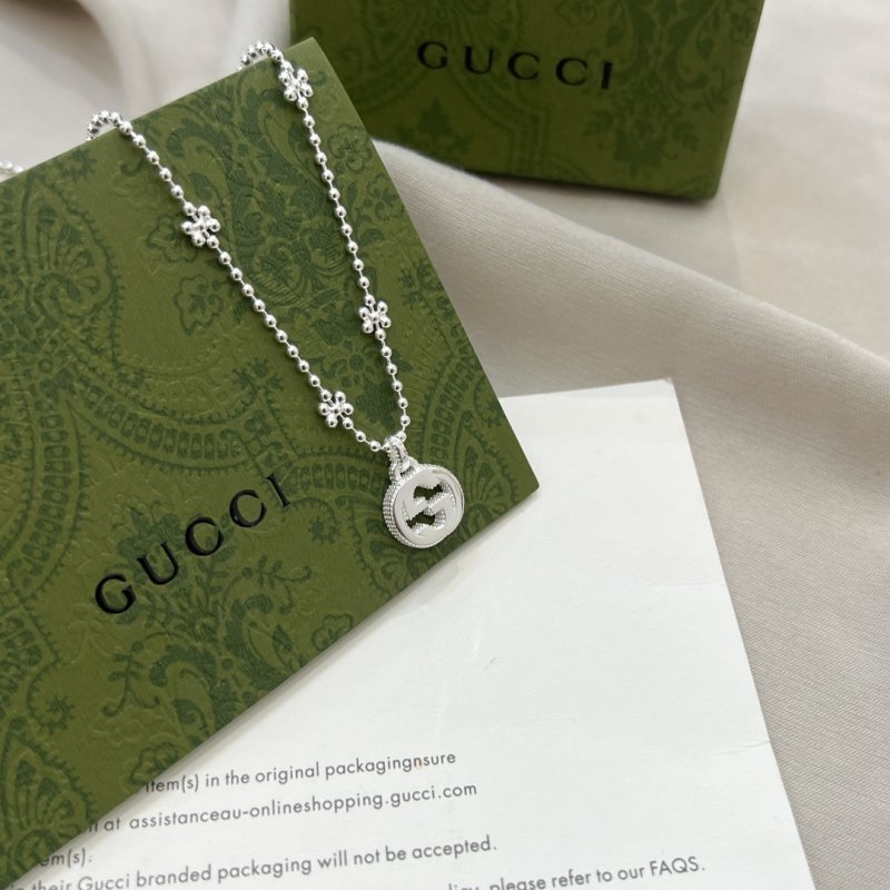 Gucci Snowflake Double G Silver Bead Chain Necklace view