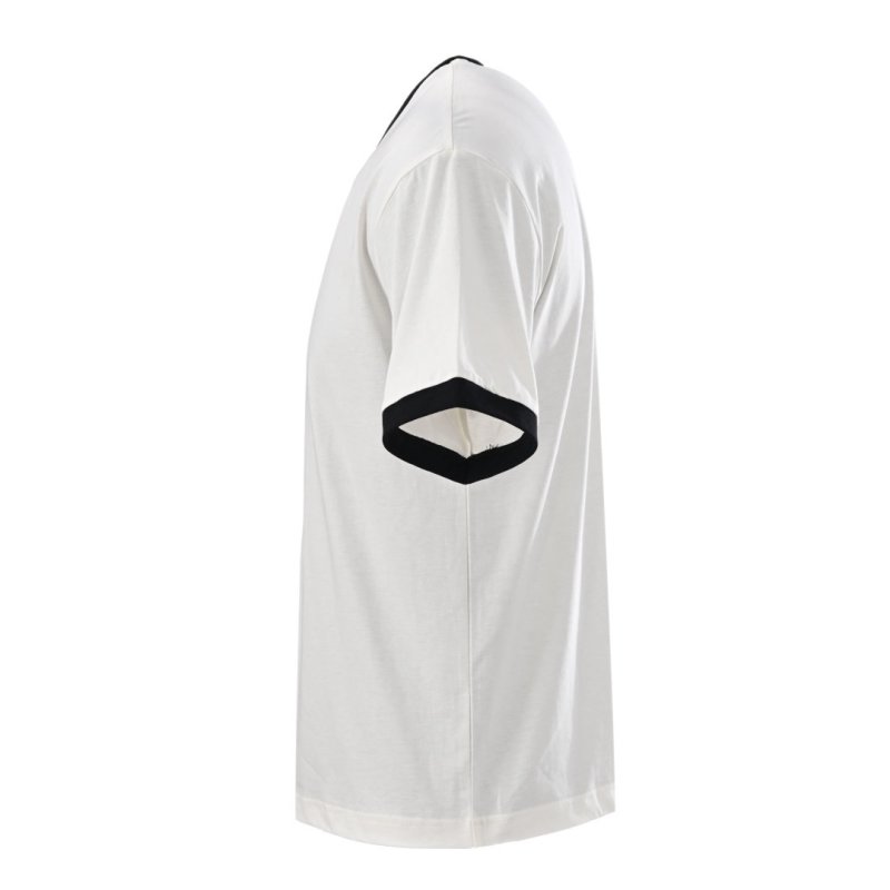 Miu Miu Contrast Collar Logo Embroidered T-Shirt White Black view