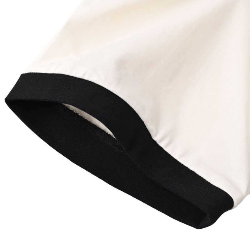 Miu Miu Contrast Collar Logo Embroidered T-Shirt White Black view