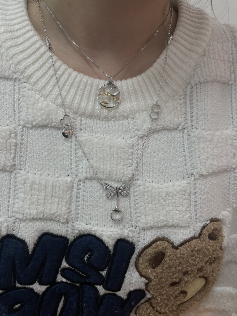 Gucci Butterfly Silver Necklace with Crystal Pendant view