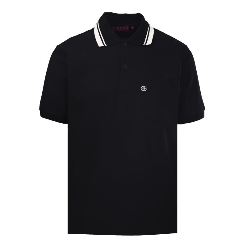 Gucci GG Embroidered Polo Shirt Black view
