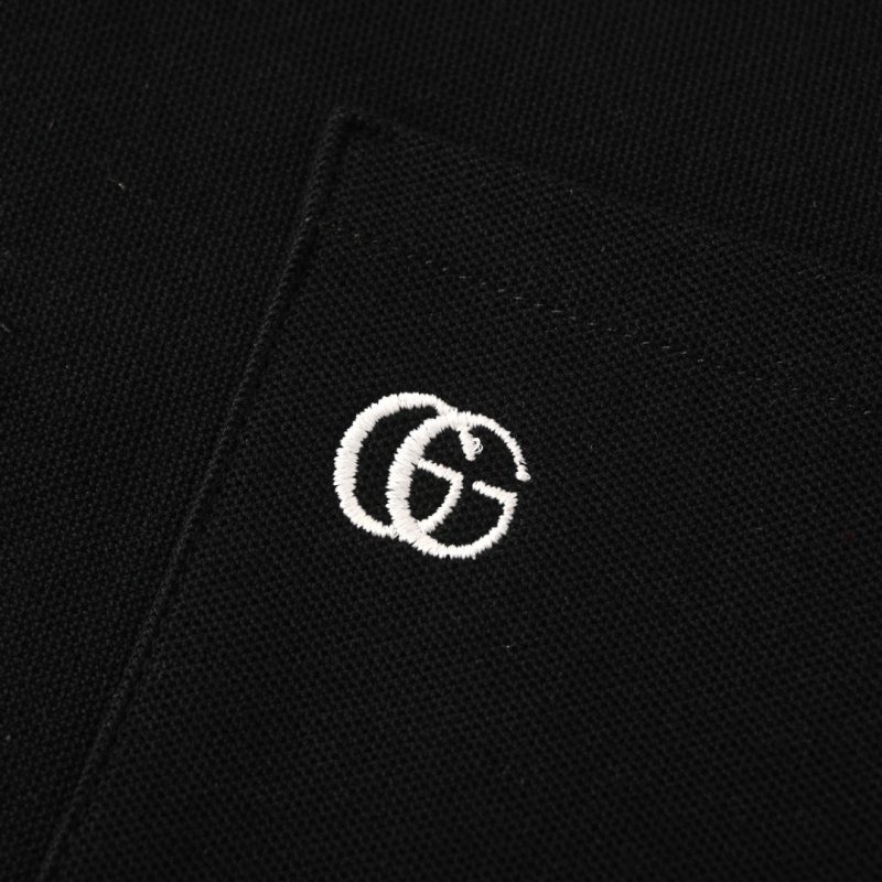 Gucci GG Embroidered Polo Shirt Black view
