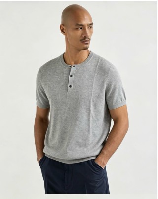Grey Henley Short-Sleeve T-Shirt view 1