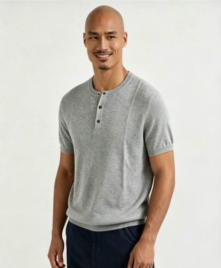 Grey Henley Short-Sleeve T-Shirt view 5