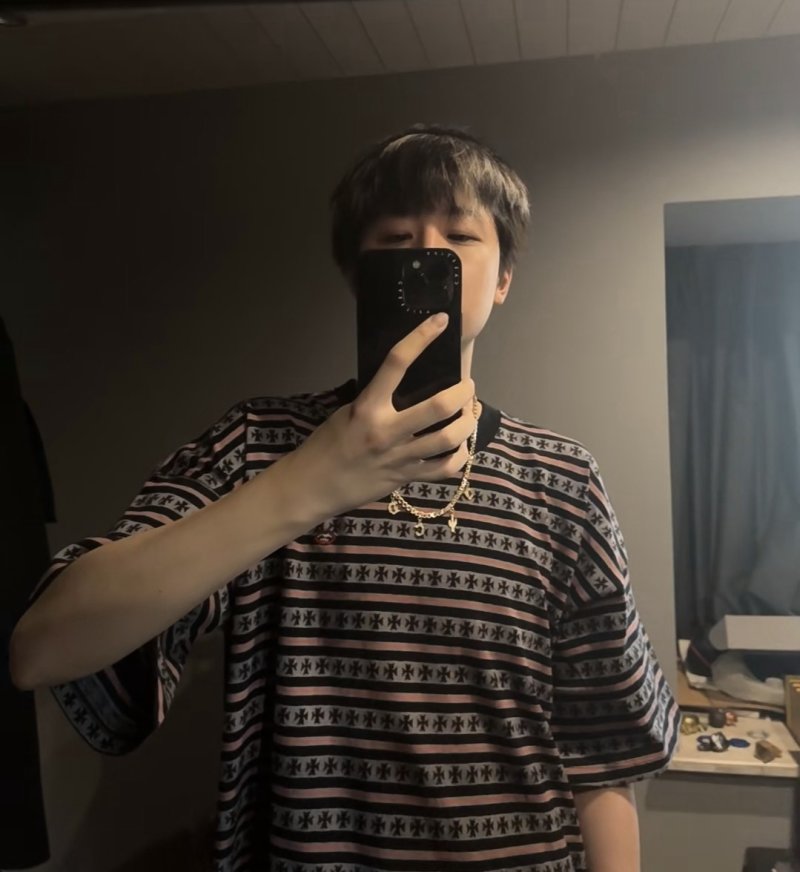 Star Pattern Striped Short Sleeve T-Shirt Black/Gray