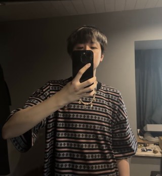 Star Pattern Striped Short Sleeve T-Shirt Black/Gray view 1