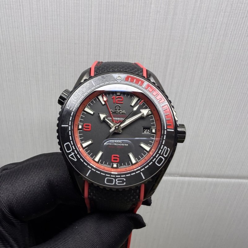 Omega Seamaster Planet Ocean 600M GMT Black Red Replica Watch