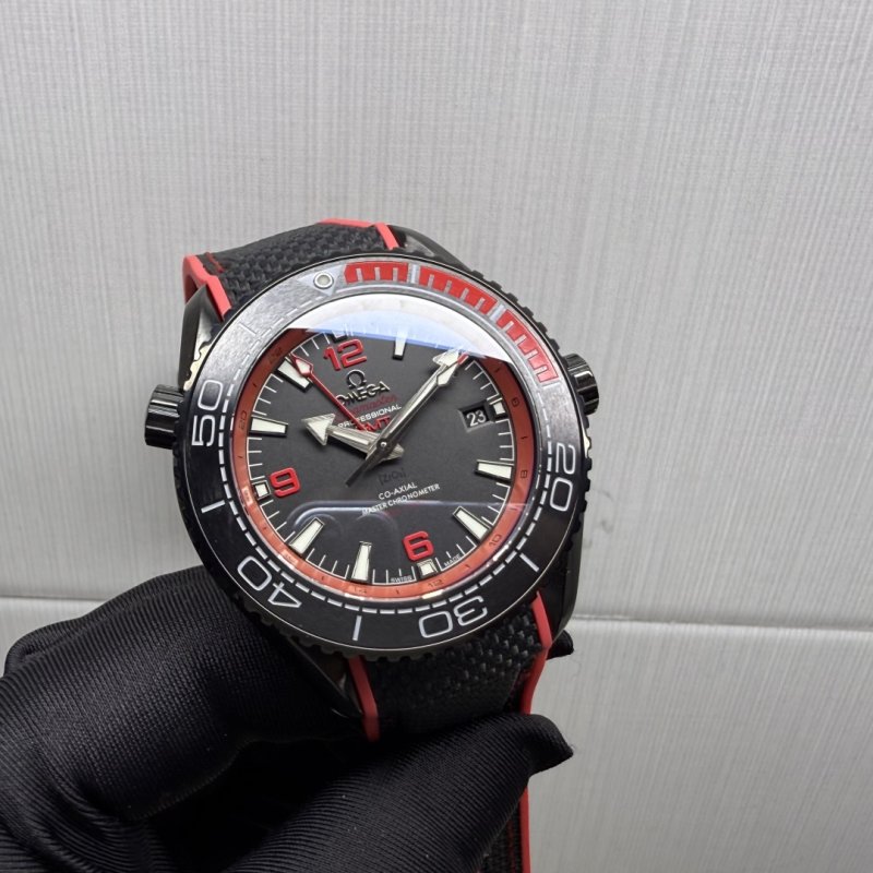 Omega Seamaster Planet Ocean 600M GMT Black Red Replica Watch view