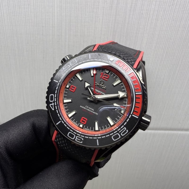 Omega Seamaster Planet Ocean 600M GMT Black Red Replica Watch view