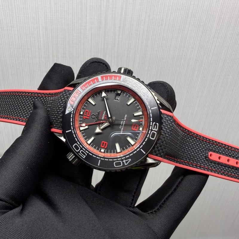 Omega Seamaster Planet Ocean 600M GMT Black Red Replica Watch view