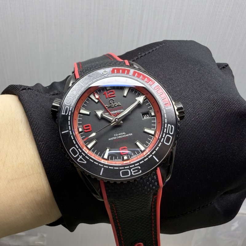 Omega Seamaster Planet Ocean 600M GMT Black Red Replica Watch view