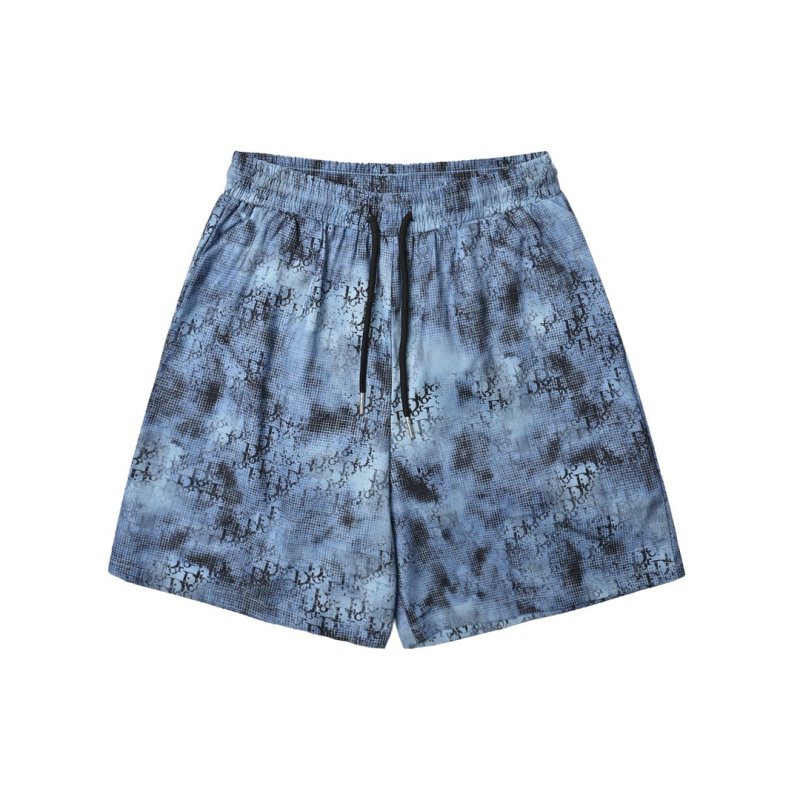 Light Blue Tie-Dye Denim Shorts view