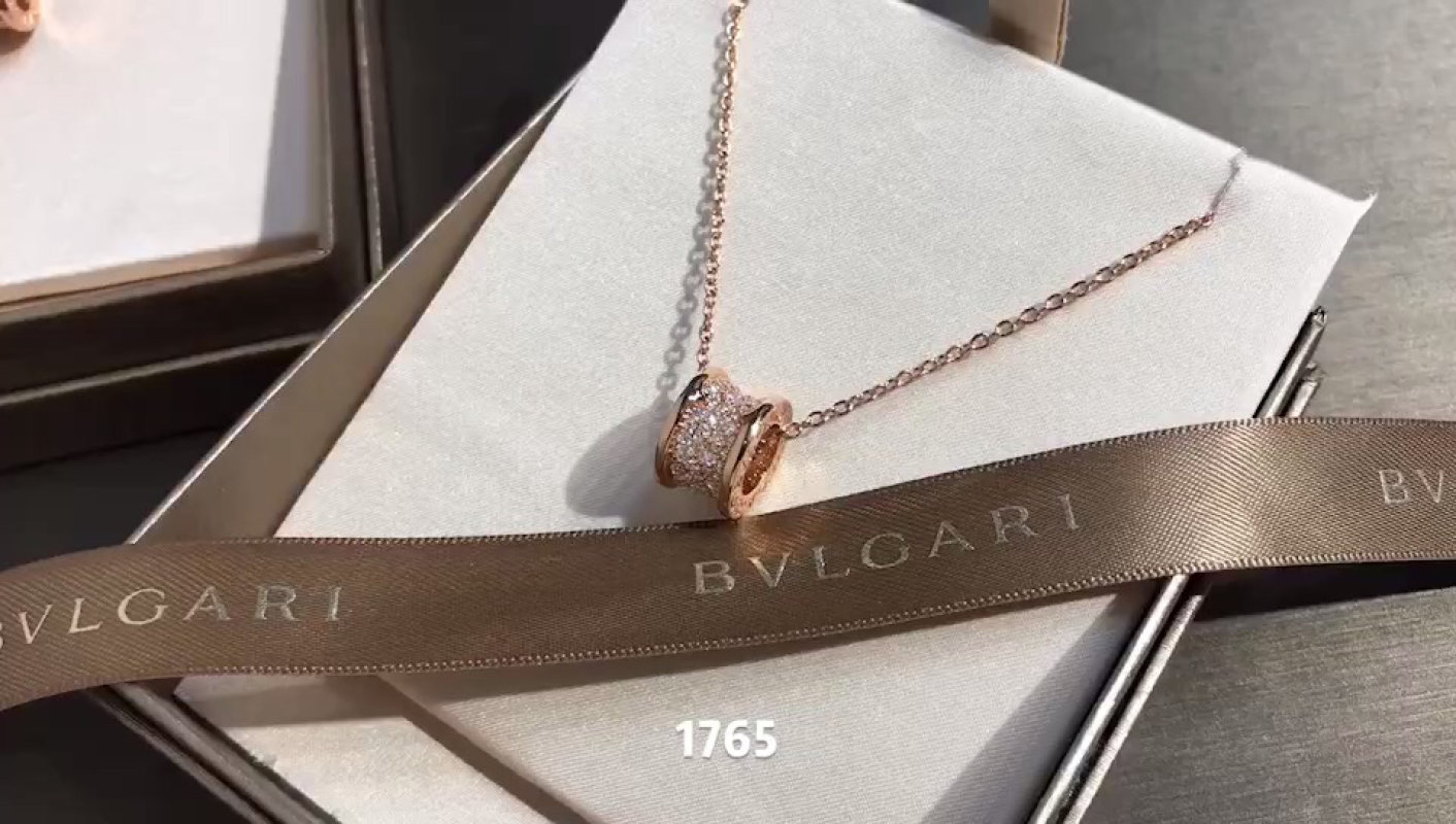 Bulgari B.Zero1 Diamond Pave Rose Gold Pendant Necklace