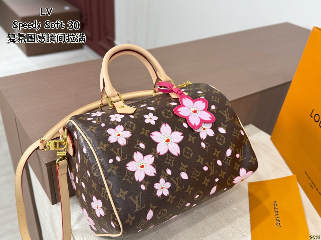 Louis Vuitton Speedy Soft 30 Denim Cherry Blue Red view