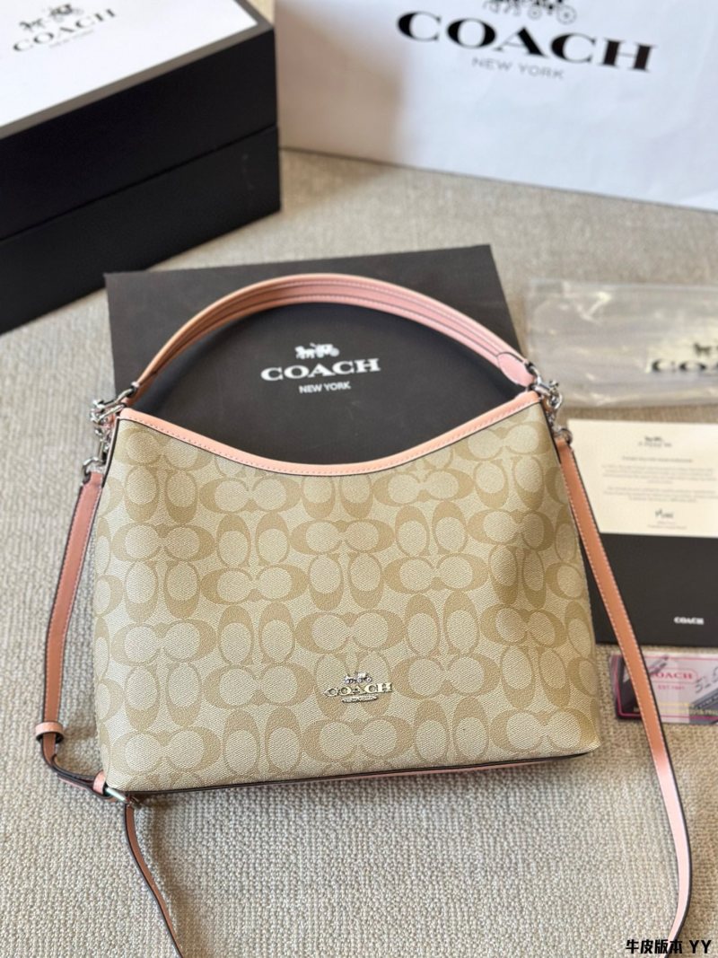 Coach Laurel Shoulder Bag - Beige Monogram with Blush Leather view