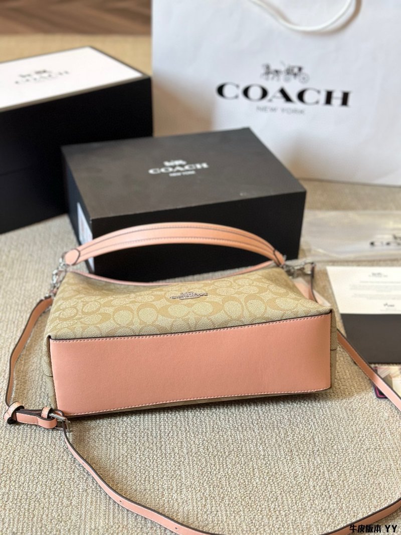 Coach Laurel Shoulder Bag - Beige Monogram with Blush Leather view