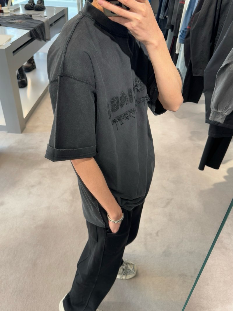 Essentials Distressed Graphic Black T-Shirt view