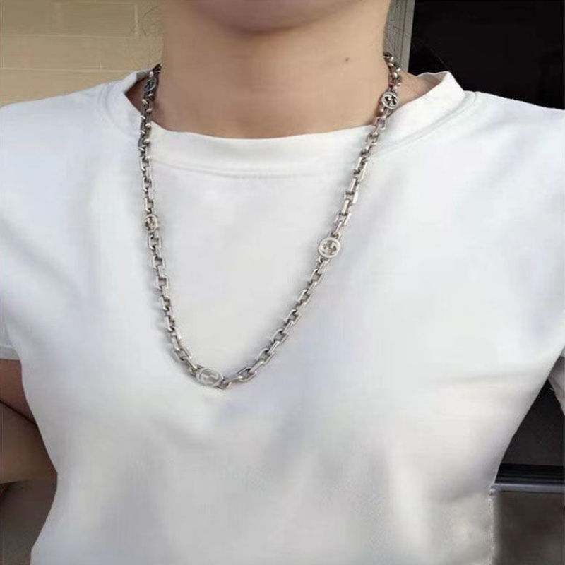 Gucci Double G Interlocking Silver Chain Necklace view