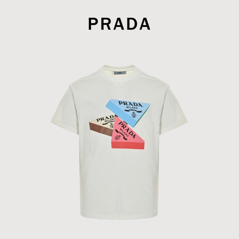 Prada 25SS Embroidered Logo White T-Shirt view
