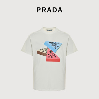 Prada Geometric Triangle Logo White T-Shirt view 7