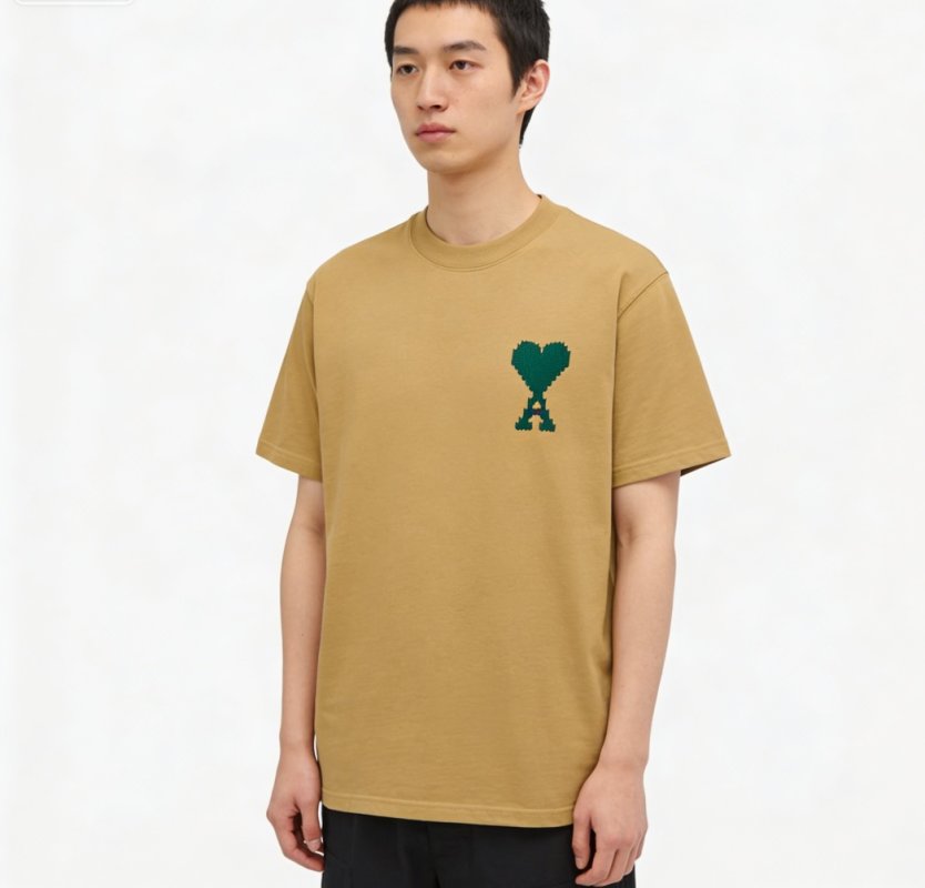 Mustard Yellow Oversized T-Shirt with Teal Heart Print view