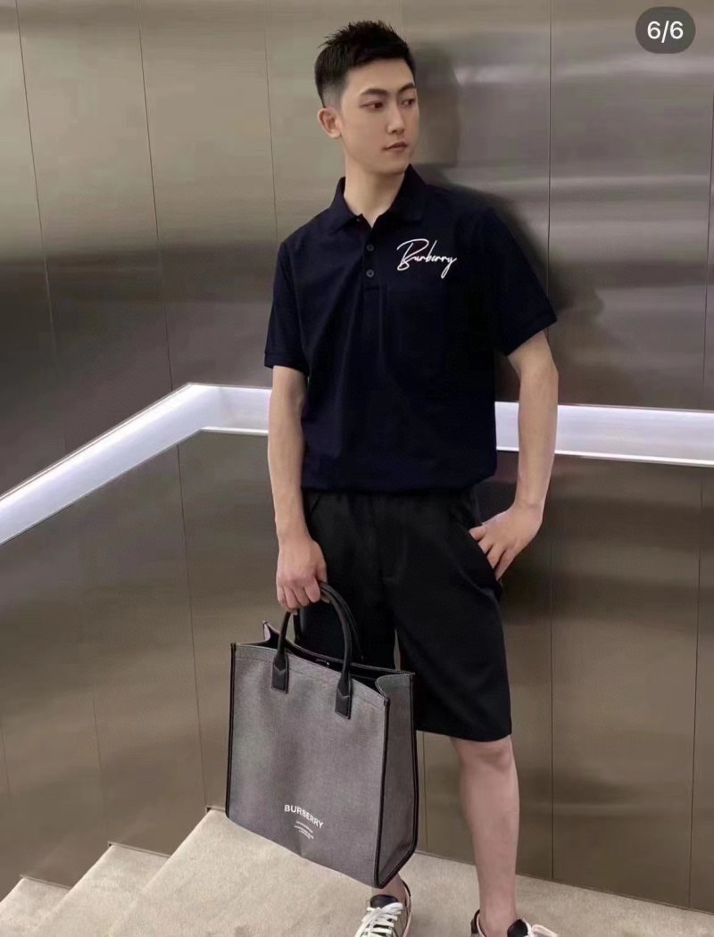 Burberry Signature Script Navy Polo Shirt