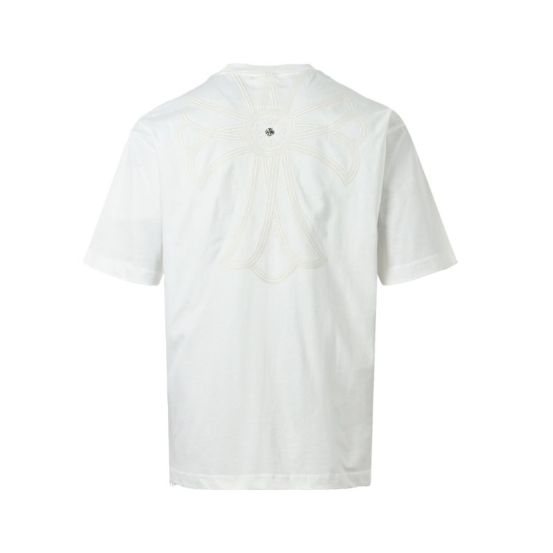 White Oversized T-Shirt with Purple Floral Embroidery view
