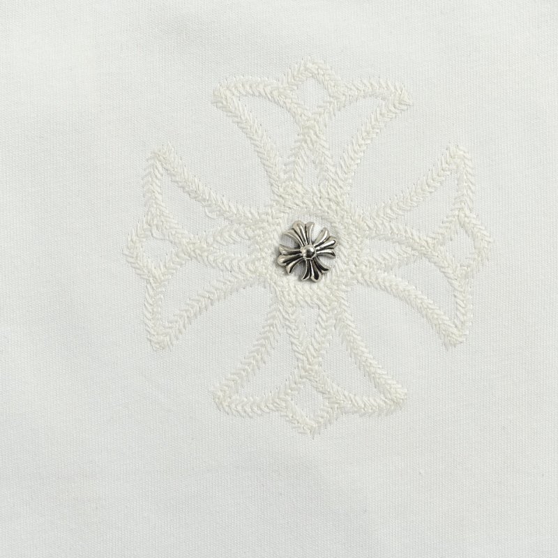 White Oversized T-Shirt with Purple Floral Embroidery view