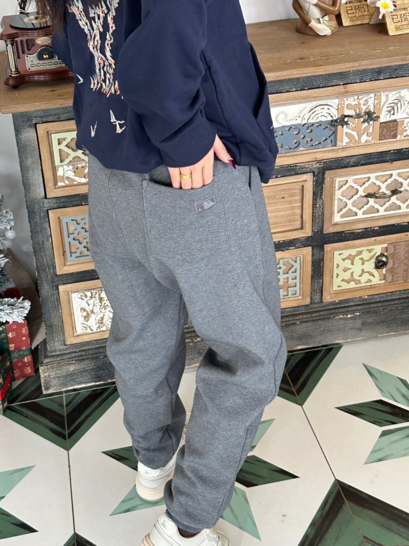 Grey Embroidered Logo Jogger Pants view