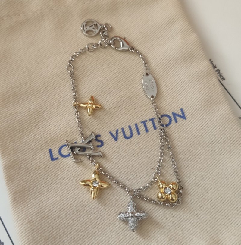 Louis Vuitton Gram Monogram Floral Zirconia Charm Bracelet Silver view