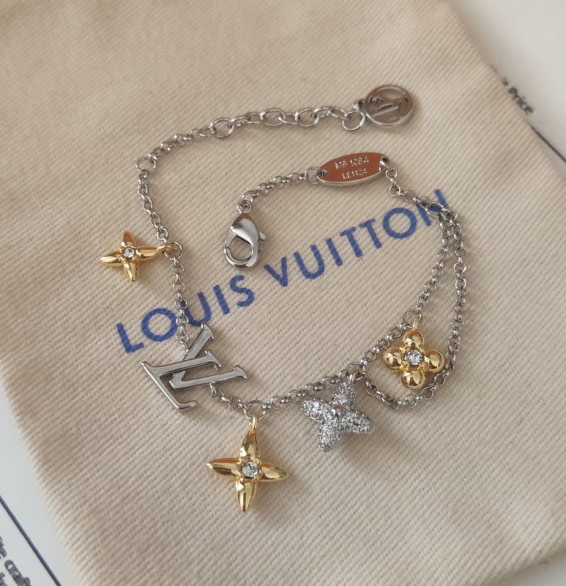 Louis Vuitton Gram Monogram Floral Zirconia Charm Bracelet Silver view