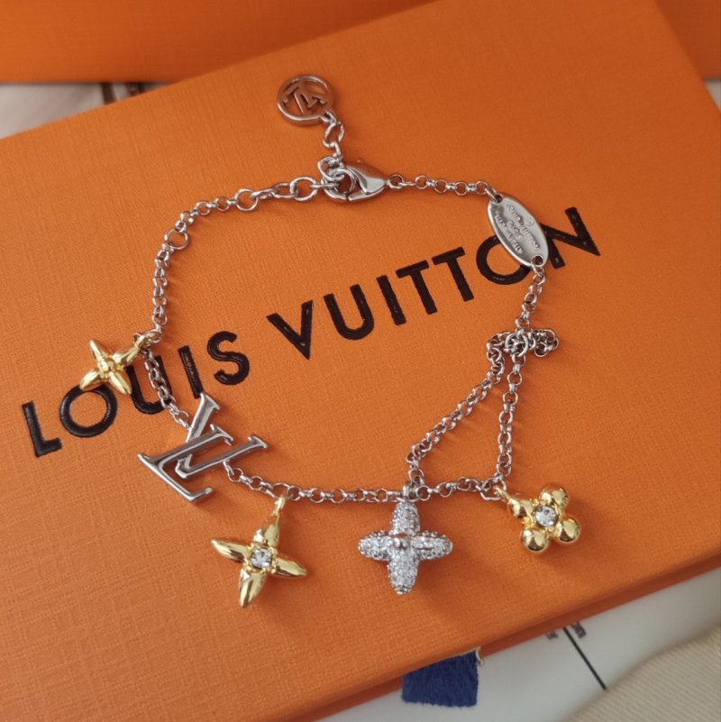 Louis Vuitton Gram Monogram Floral Zirconia Charm Bracelet Silver view