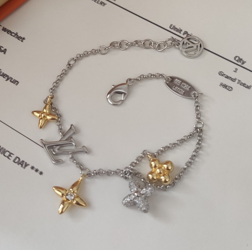 Louis Vuitton Gram Monogram Floral Zirconia Charm Bracelet Silver view
