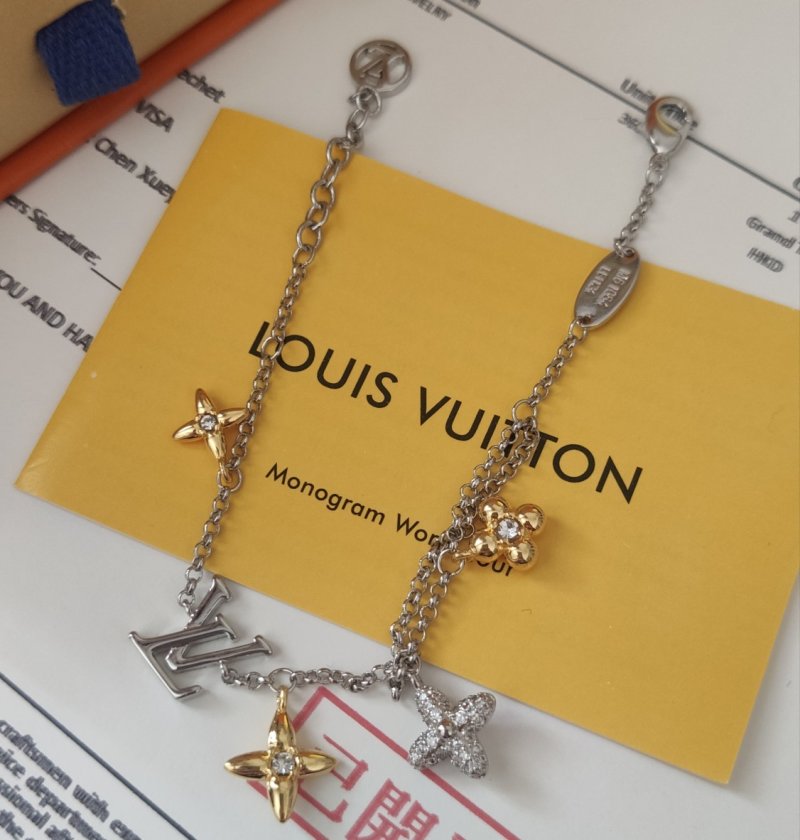 Louis Vuitton Gram Monogram Floral Zirconia Charm Bracelet Silver view