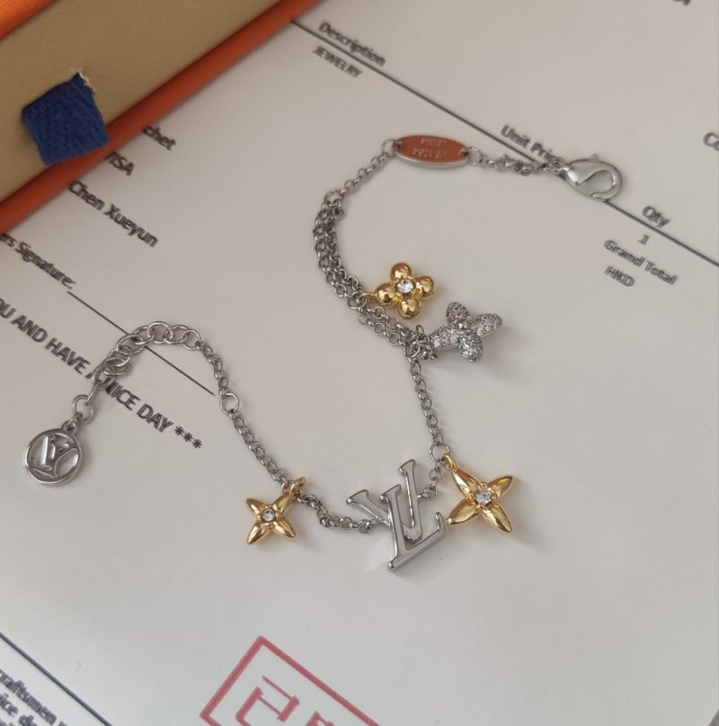 Louis Vuitton Gram Monogram Floral Zirconia Charm Bracelet Silver view