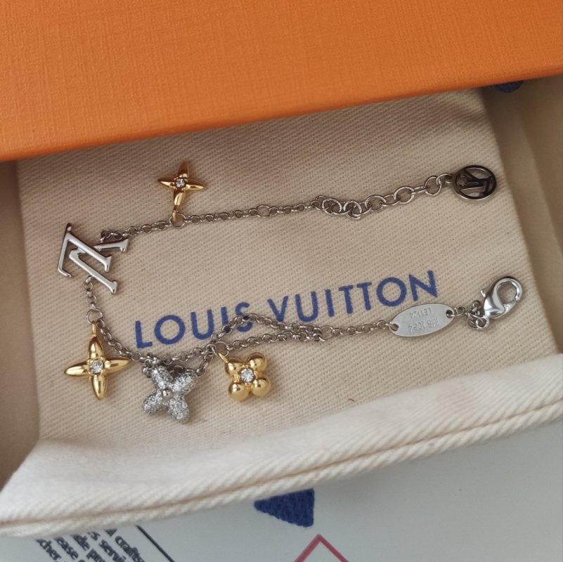 Louis Vuitton Gram Monogram Floral Zirconia Charm Bracelet Silver view