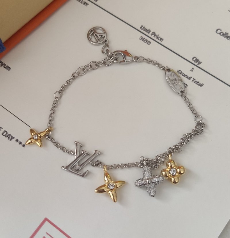 Louis Vuitton Gram Monogram Floral Zirconia Charm Bracelet Silver view