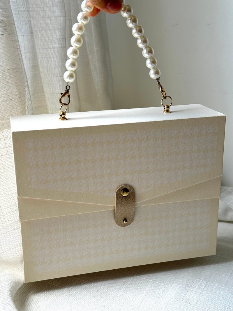 Chanel Cream Pearl Beaded Top Handle Box Bag