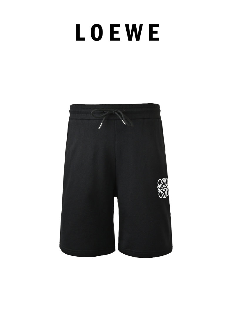 Black Drawstring Shorts with Embroidered Logo view