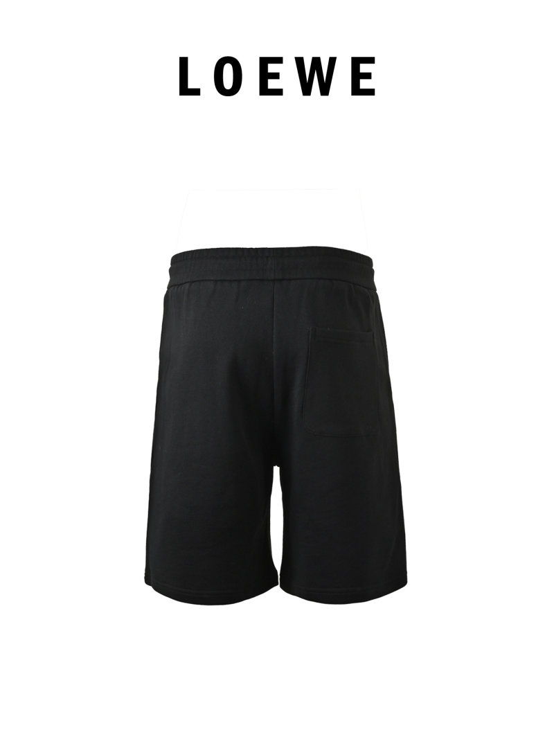 Black Drawstring Shorts with Embroidered Logo view