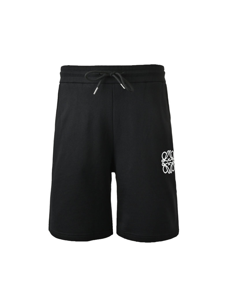 Black Drawstring Shorts with Embroidered Logo view
