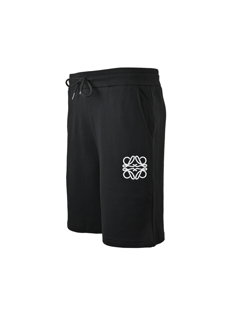 Black Drawstring Shorts with Embroidered Logo view